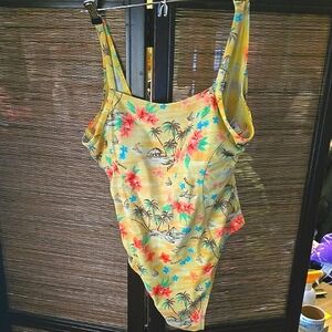 Vibrant Yellow and Red One Piece Swimsuit for Beach Fun